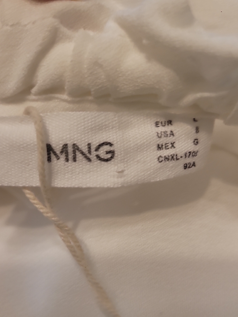Women's White Tie-Neck Ruffle Blouse - Picture 2 of 4